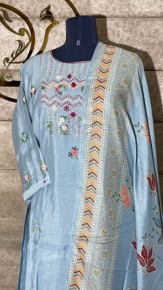 POWDER BLUE FULL SALWAR SET - 30682