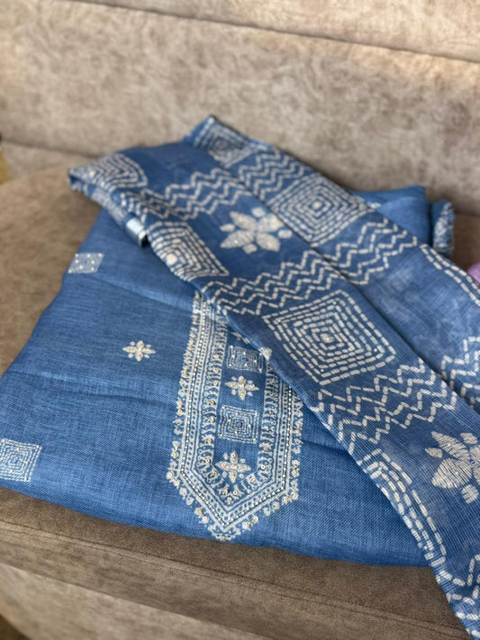 BLUE JUTE FULL SALWAR MATERIAL - 30711