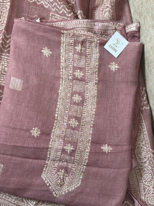 MAUVE PINK JUTE FULL SALWAR MATERIAL - 30711