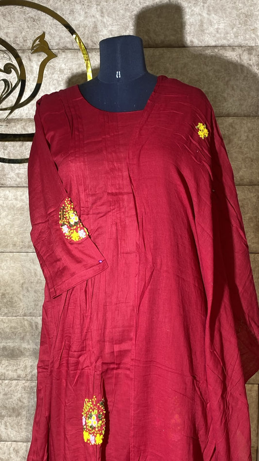RED MUL COTTON FULL SALWAR SET - 30714