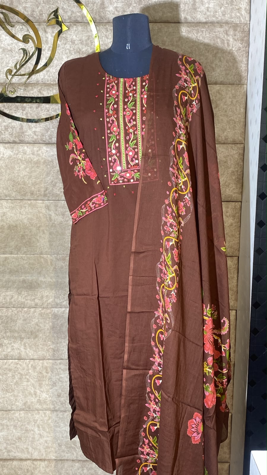 COFFEE BROWN COTTON FULL SALWAR SET - 30699