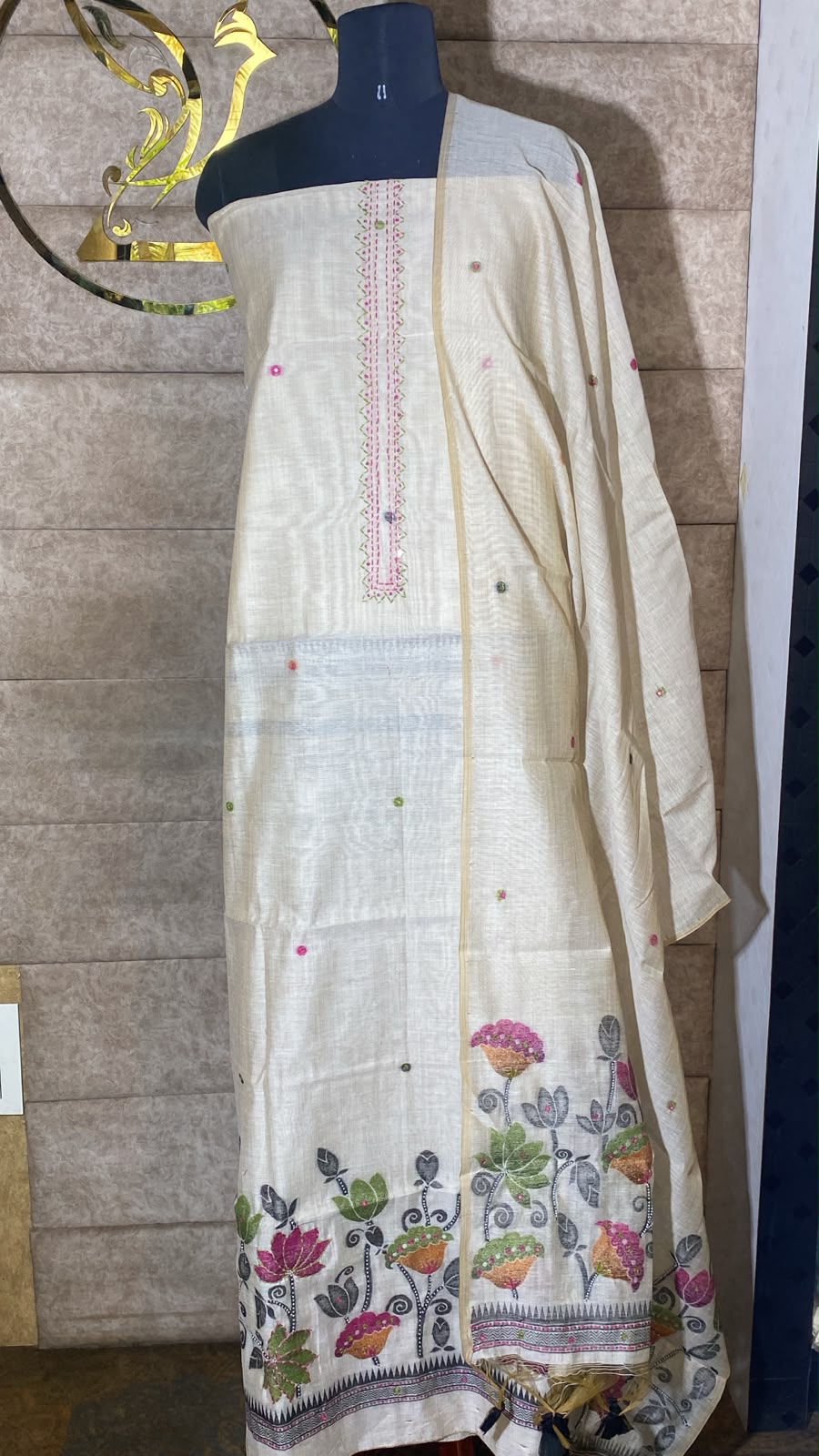 IVORY AND BLACK FULL SALWAR MATERIAL- 30707