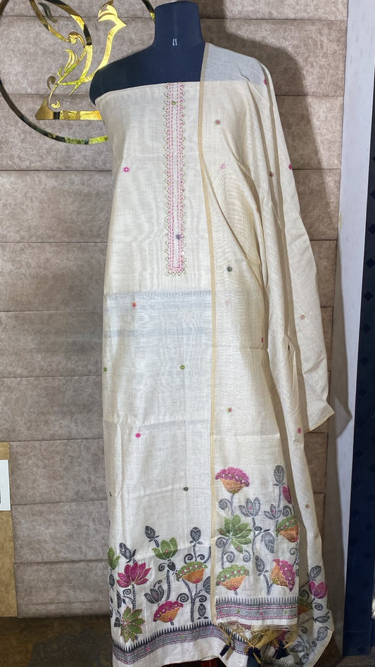 IVORY AND BLACK FULL SALWAR MATERIAL- 30707