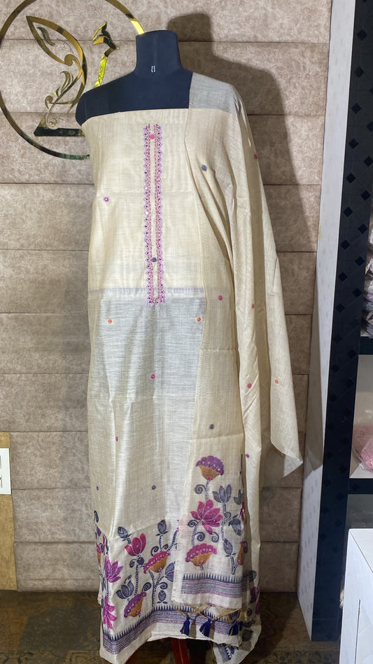IVORY AND NAVY BLUE FULL SALWAR MATERIAL- 30707