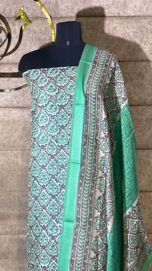 PISTA GREEN & PURPLE FULL SALWAR MATERIAL - 30705