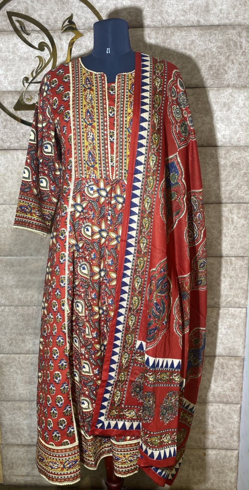 BRICK RED COTTON FULL SALWAR SET - 30716