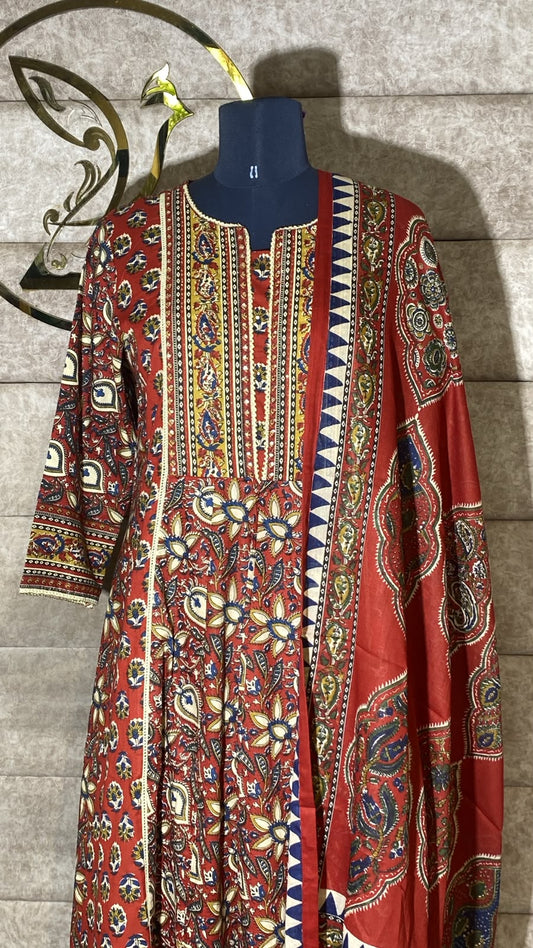 BRICK RED COTTON FULL SALWAR SET - 30716