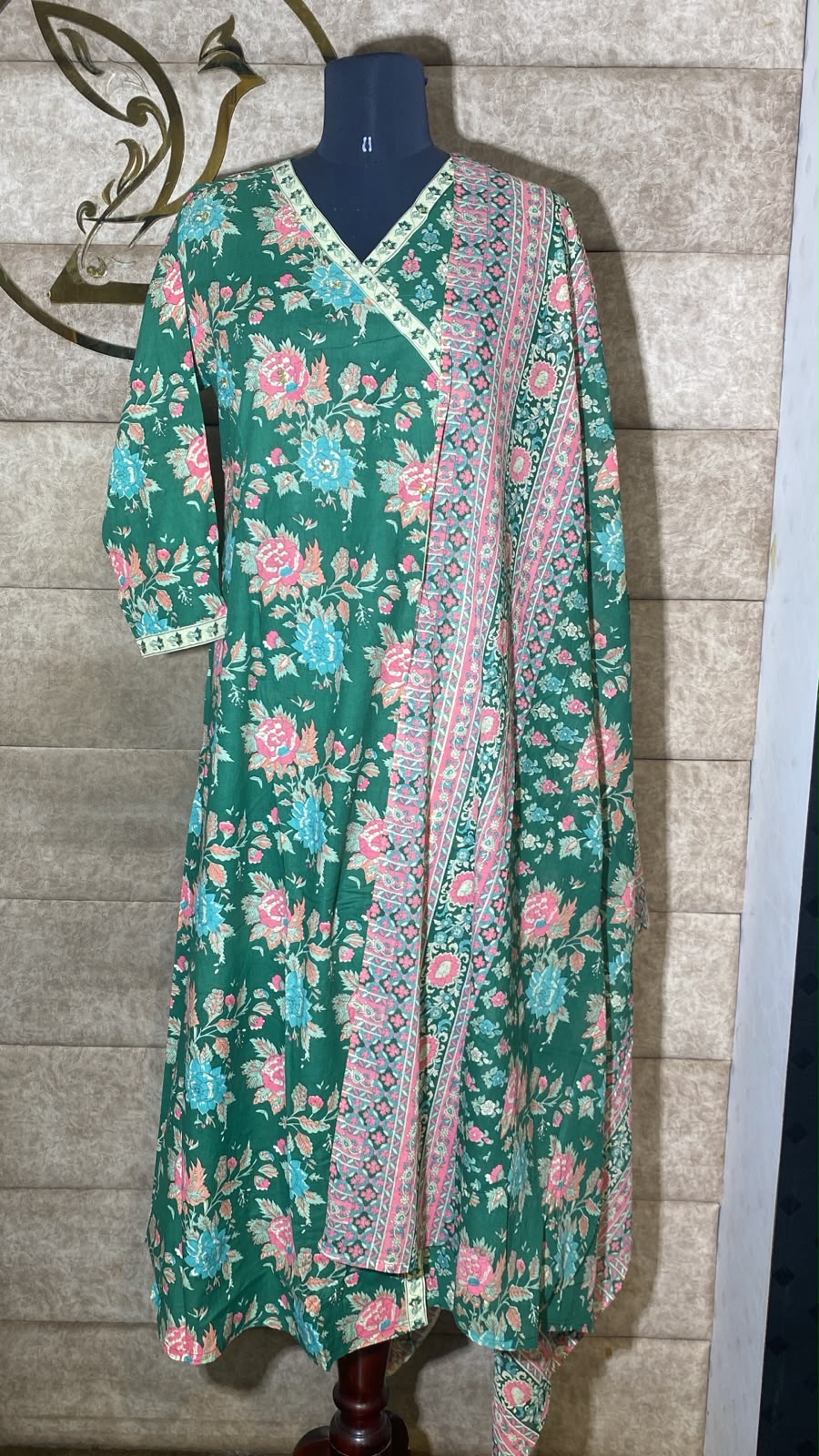 GREEN COTTON FULL SALWAR SET - 30724