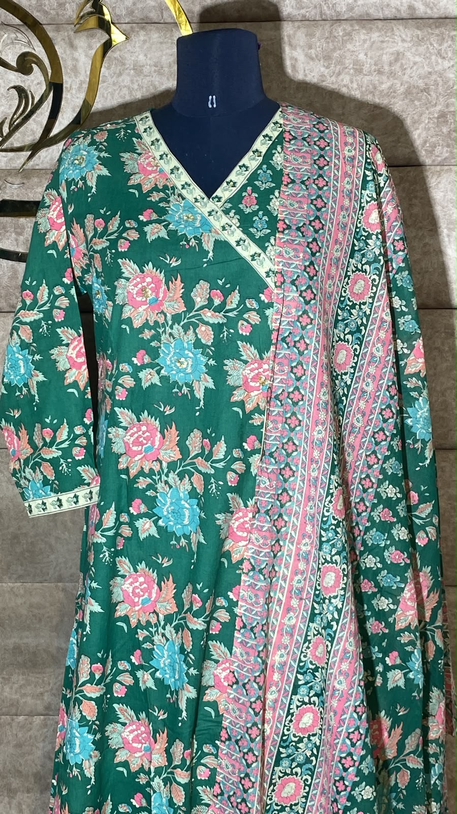 GREEN COTTON FULL SALWAR SET - 30724