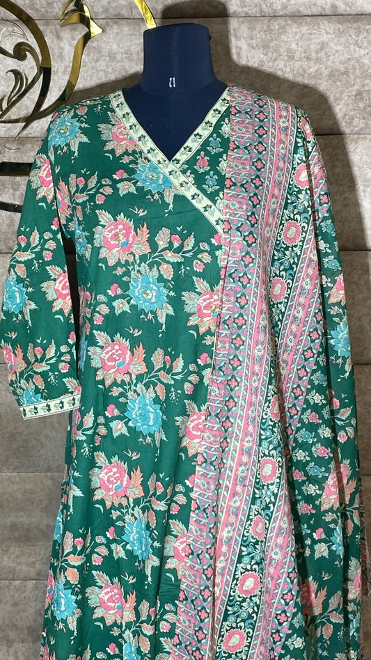 GREEN COTTON FULL SALWAR SET - 30724