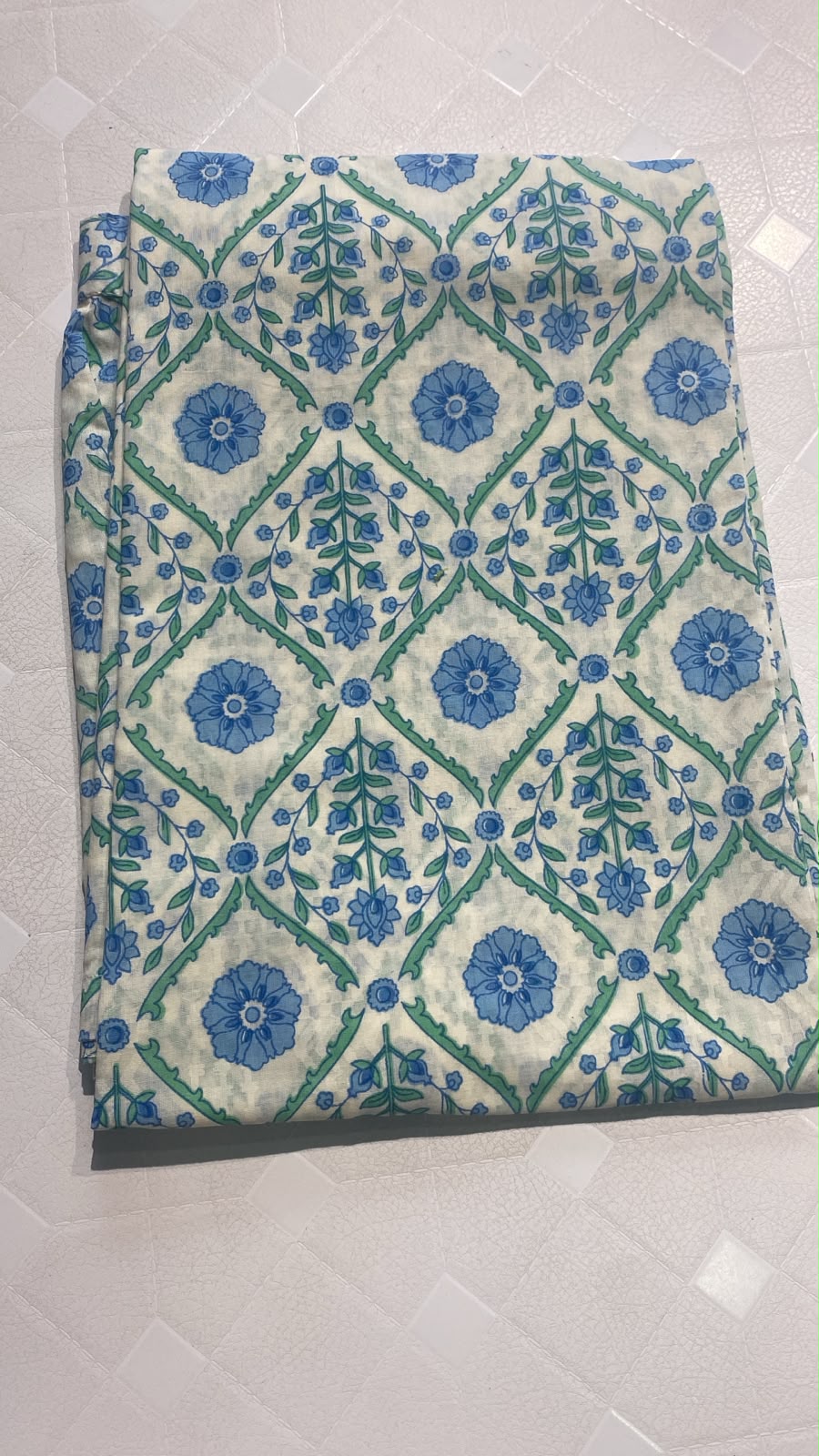WHITE & BLUE COTTON FULL SALAR SET - 30720