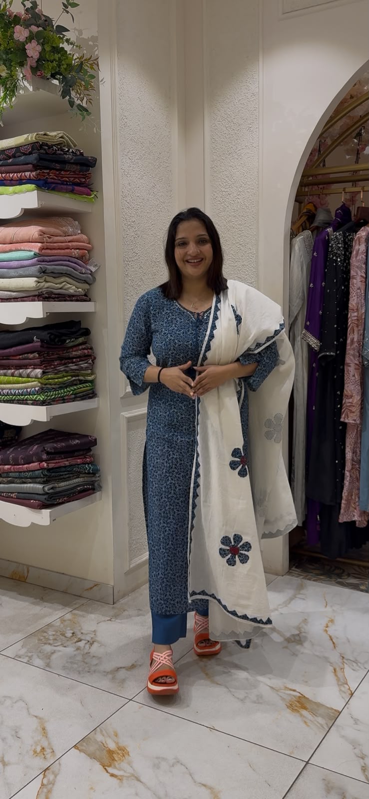 BLUE COLOUR SLIM FIT COTTON SALWAR SET -52528