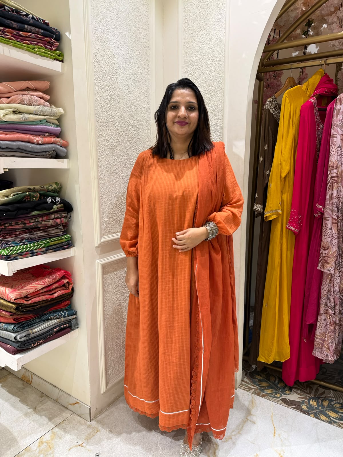 ORANGE COTTA FULL SET SALWAR -52647