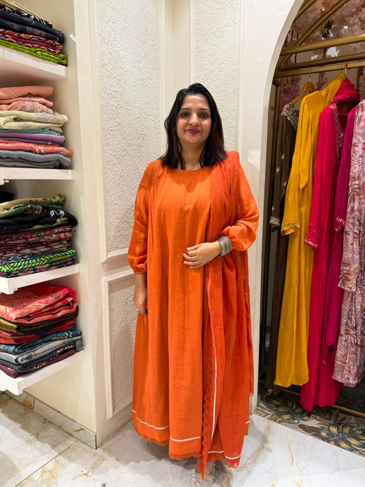 ORANGE COTTA FULL SET SALWAR -52647