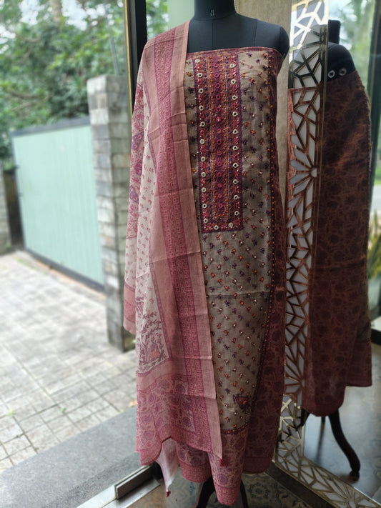 JUTE LINEN MIX MATERIAL(PINK)