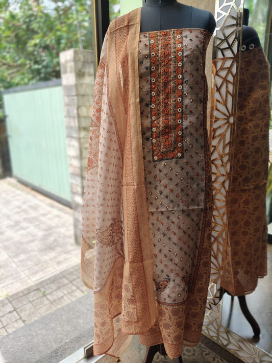 JUTE LINEN MIX MATERIAL(ORANGE)