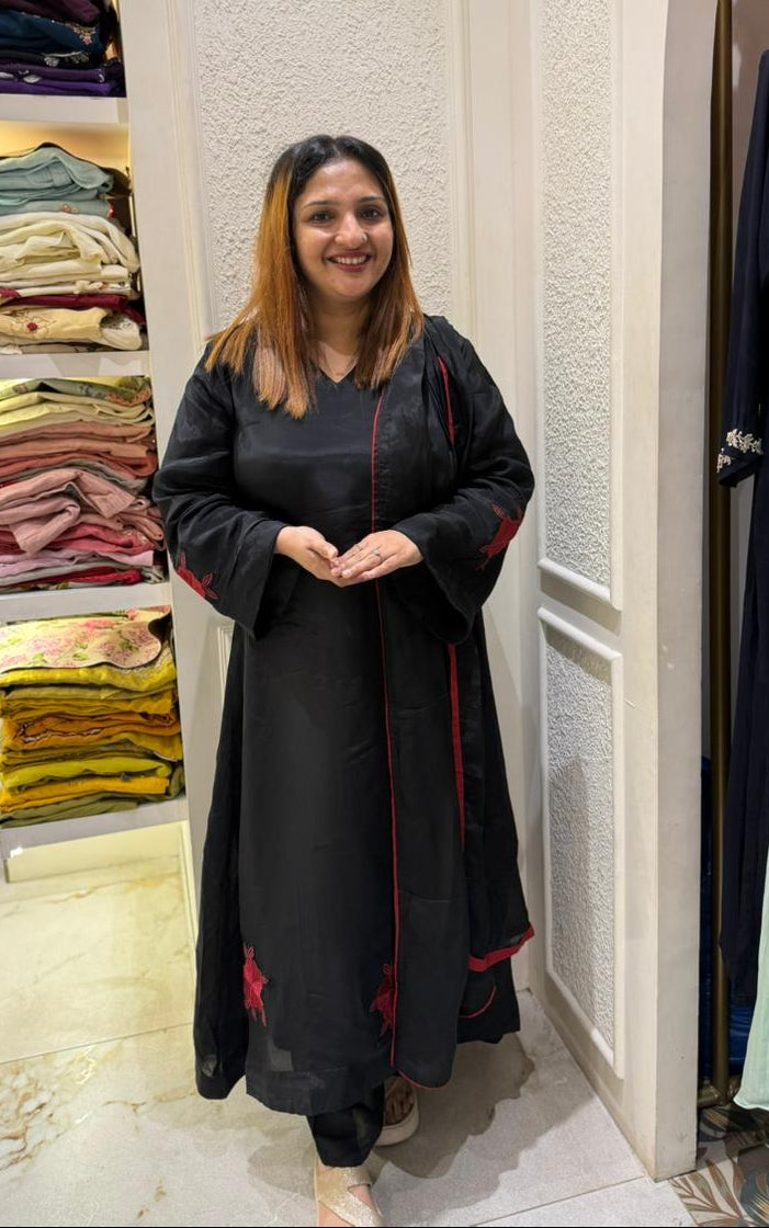 BLACK SATIN SILK FULL SET SALWAR -30562