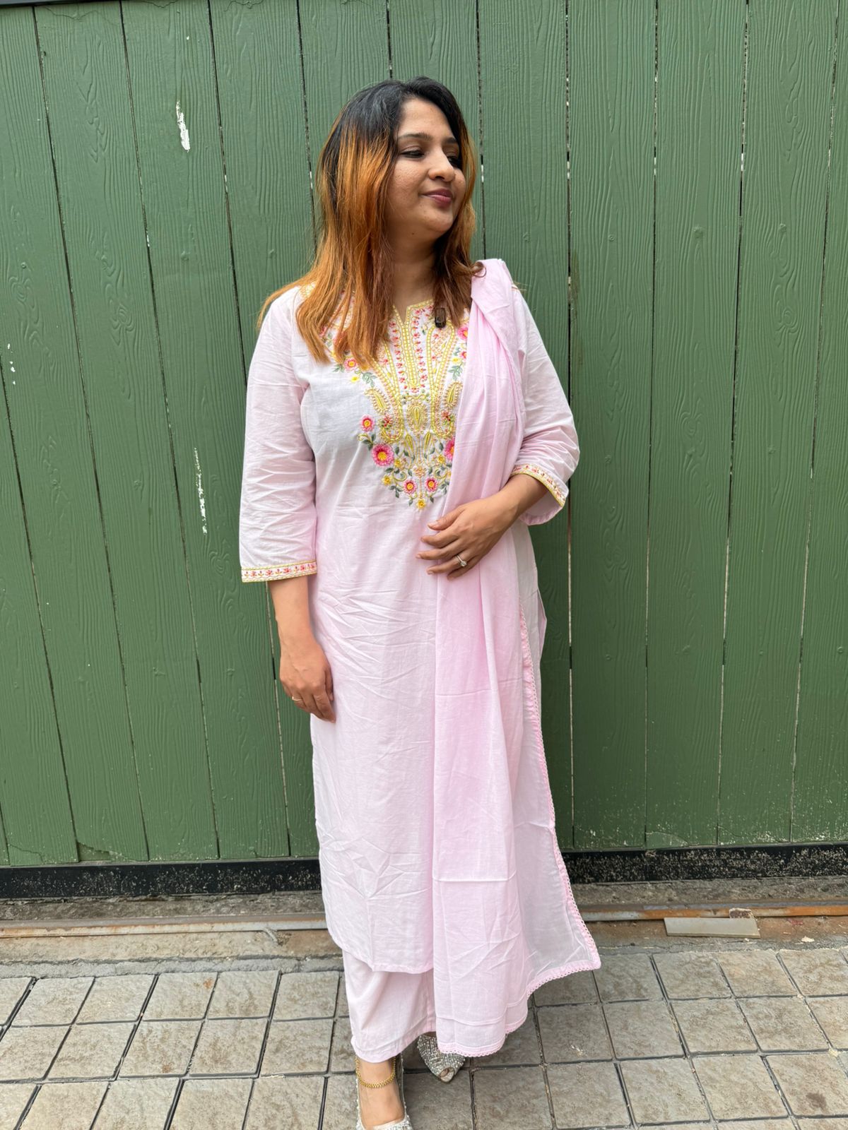 PASTEL PINK COTTON FULL SALWAR SET - 30624