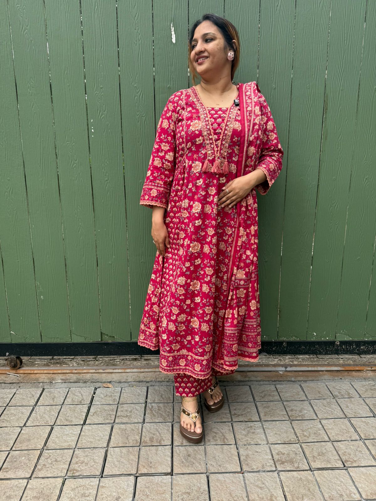 COTTON RED FULL SALWAR SET - 30597