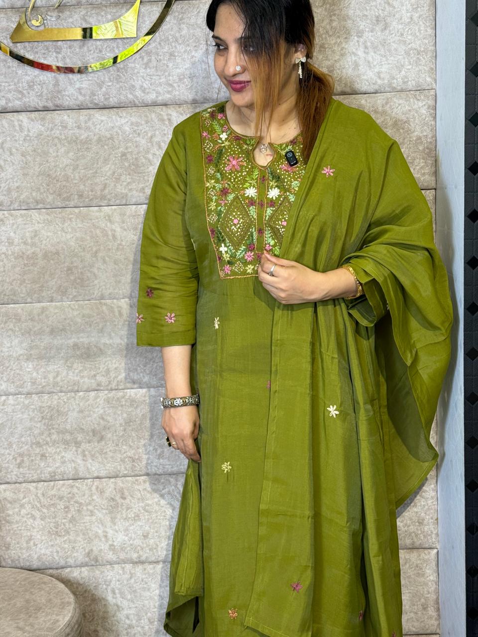 OLIVE GREEN FULL SALWAR SET - 30680
