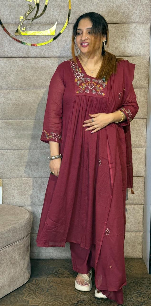 MAROON COTTON FULL SALWAR SET - 30685