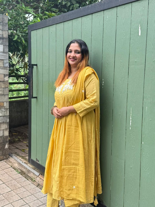 MUSTARD YELLOW MUL COTTON FULL SALWAR SET - 30712
