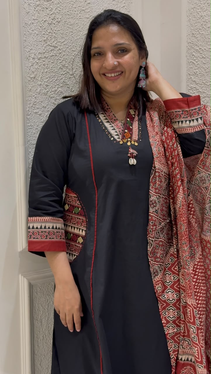 BLACK COLOUR COTTON SALWAR SET -30747