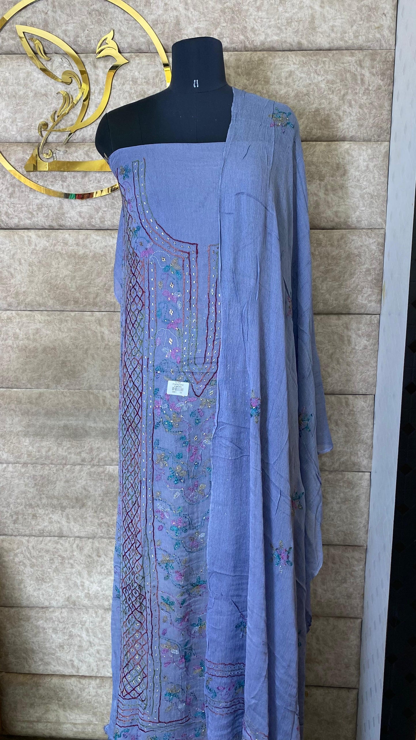LAVANDER KARACHI SALWAR MATERIAL - 30620 (WITHOUT BOTTOM)