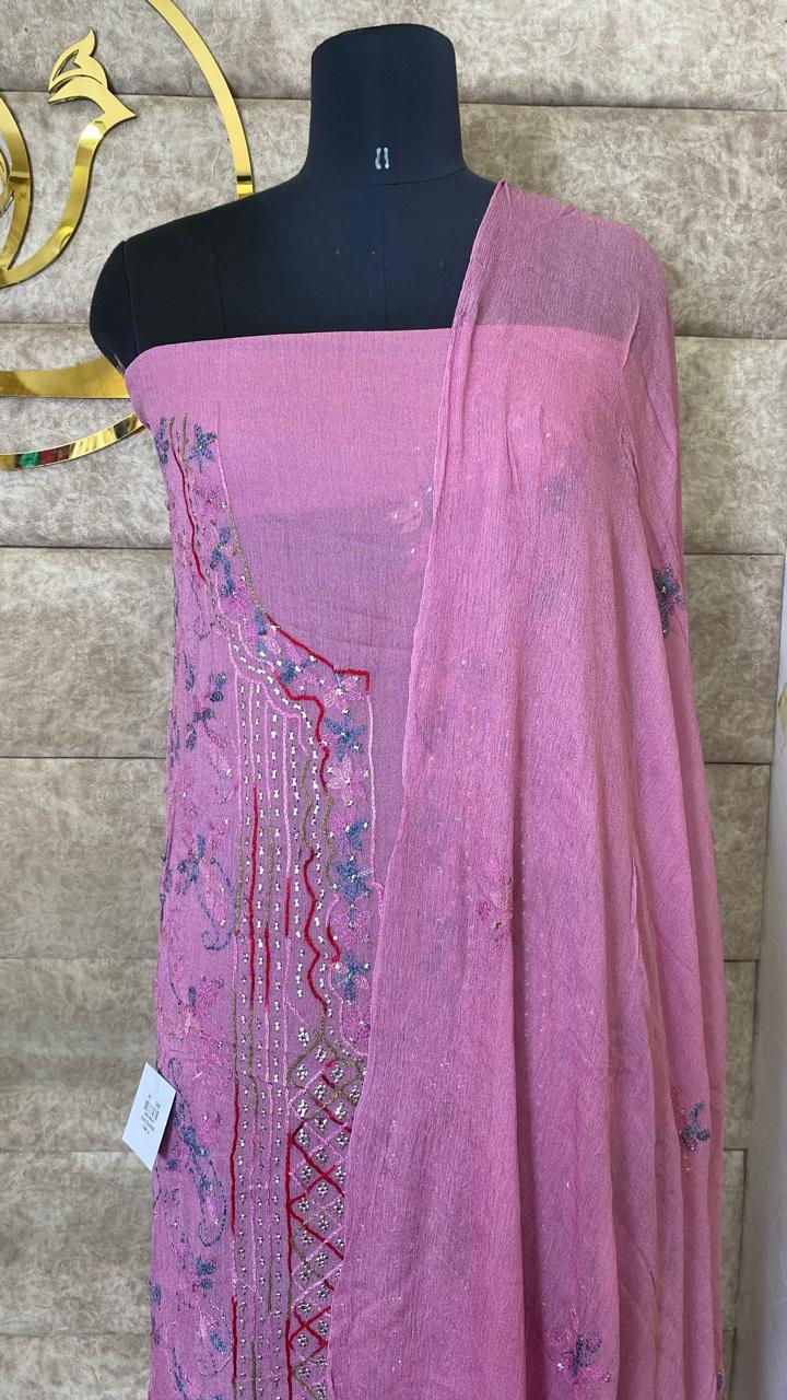 LAVENDER KARACHI SALWAR MATERIAL - 30620 (WITHOUT BOTTOM)