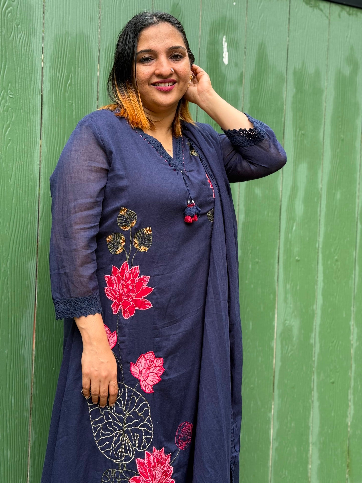 NAVY BLUE MUL COTTON SALWAR SUIT - 30735