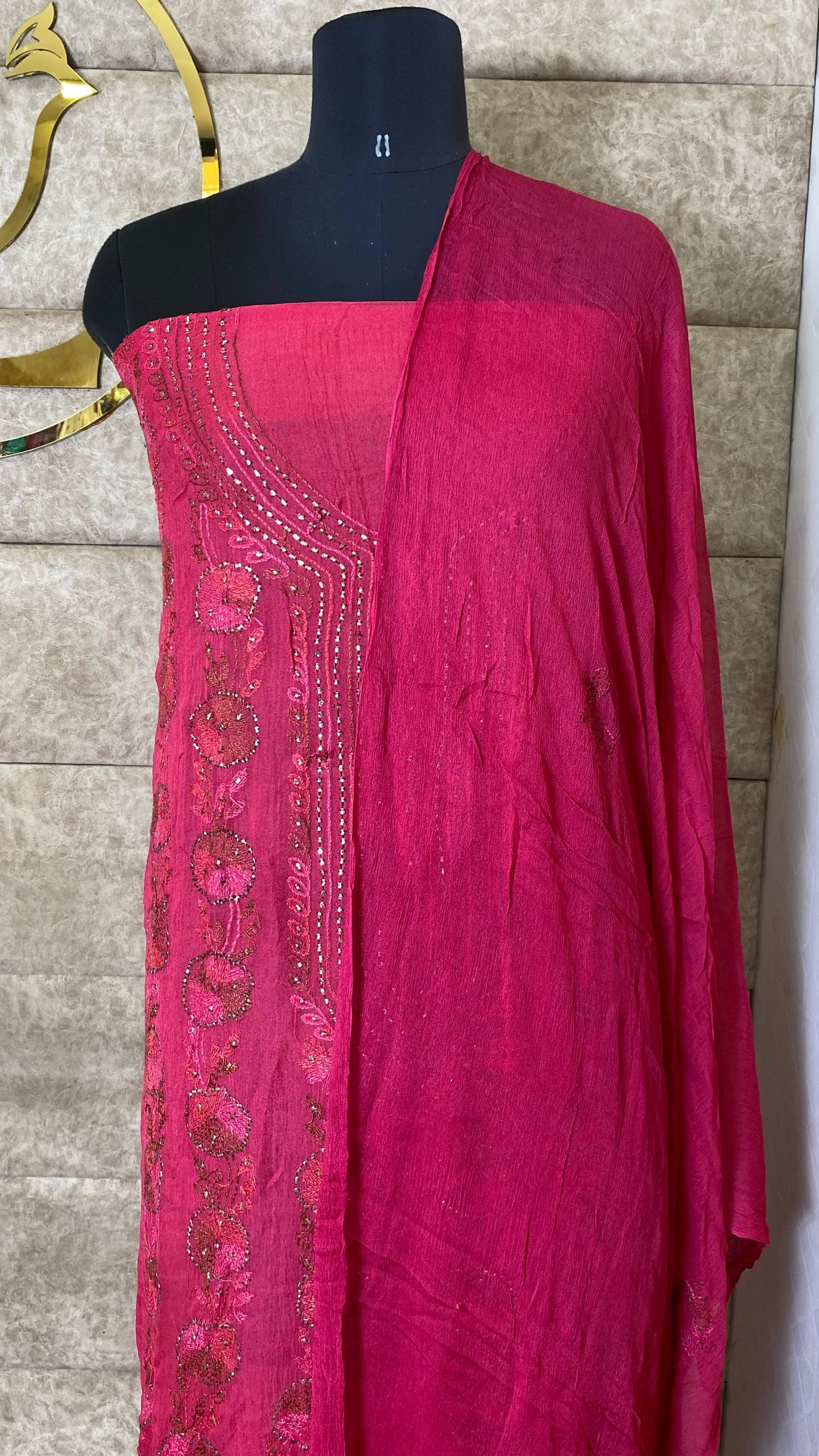 RANI PINK KARACHI SALWAR MATERIAL - 30620 (WITHOUT BOTTOM)