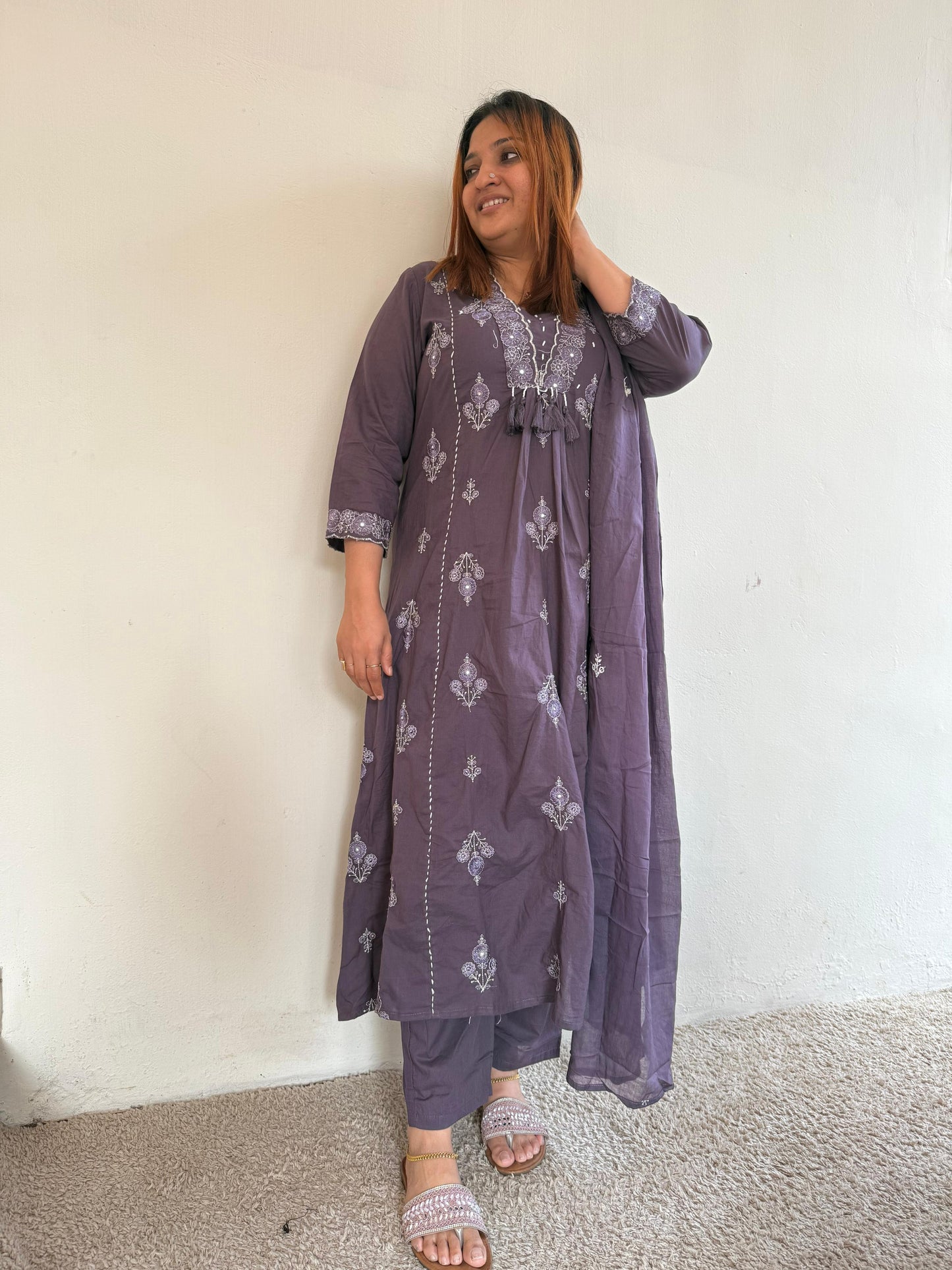 DUSTY PURPLE COTTON FULL SALWAR SET-30480