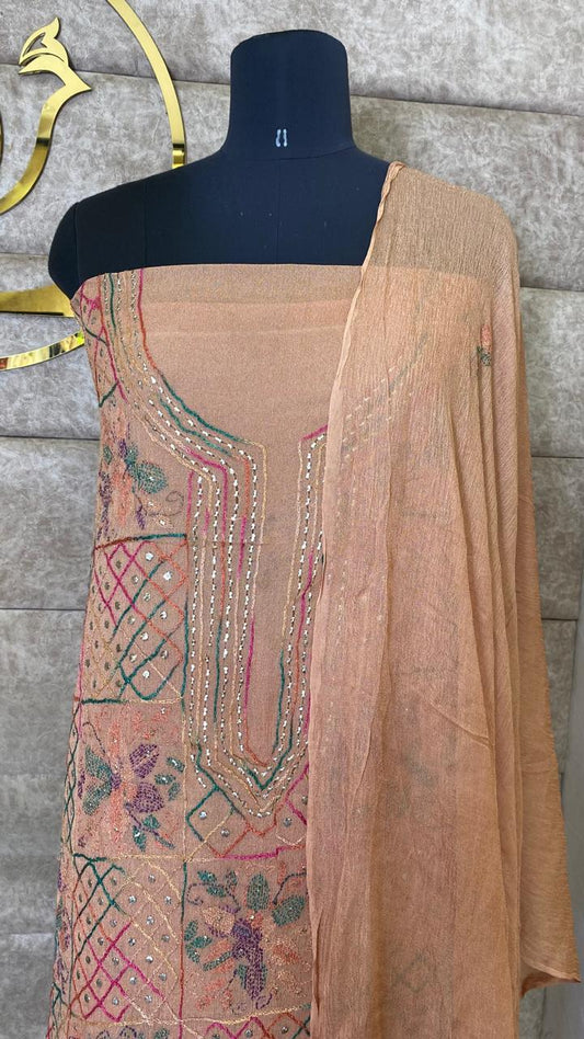 PEACH KARACHI SLWAR MATERIAL - 30620 (WITHOUT BOTTOM)