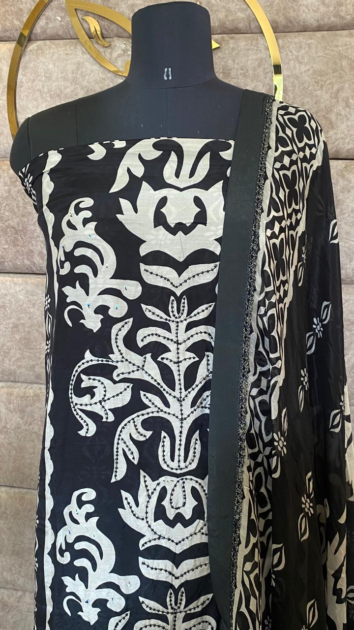 MUSLIN BLACK SALWAR FULL SET-31503