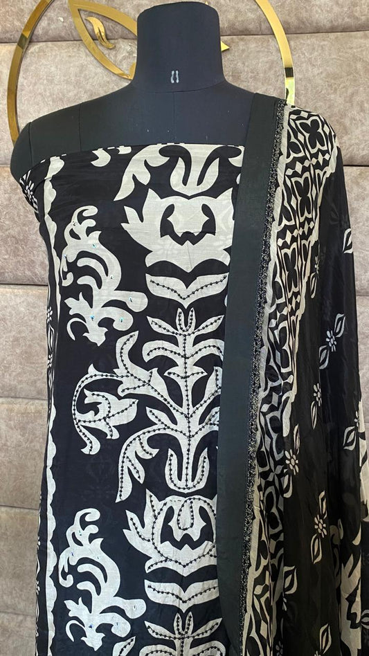 MUSLIN BLACK SALWAR FULL SET-31503