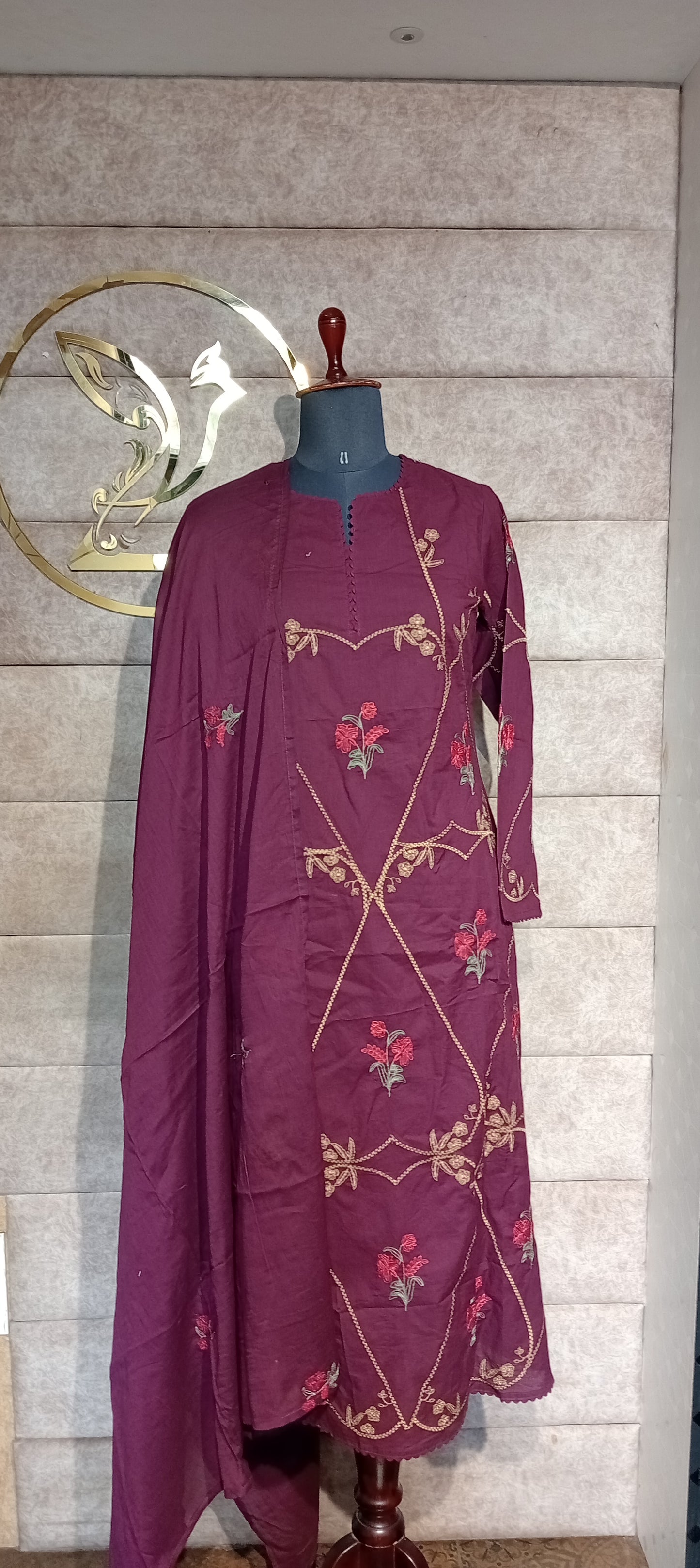 WINE PURPLE COTTON FULL SALWAR SET- 30538