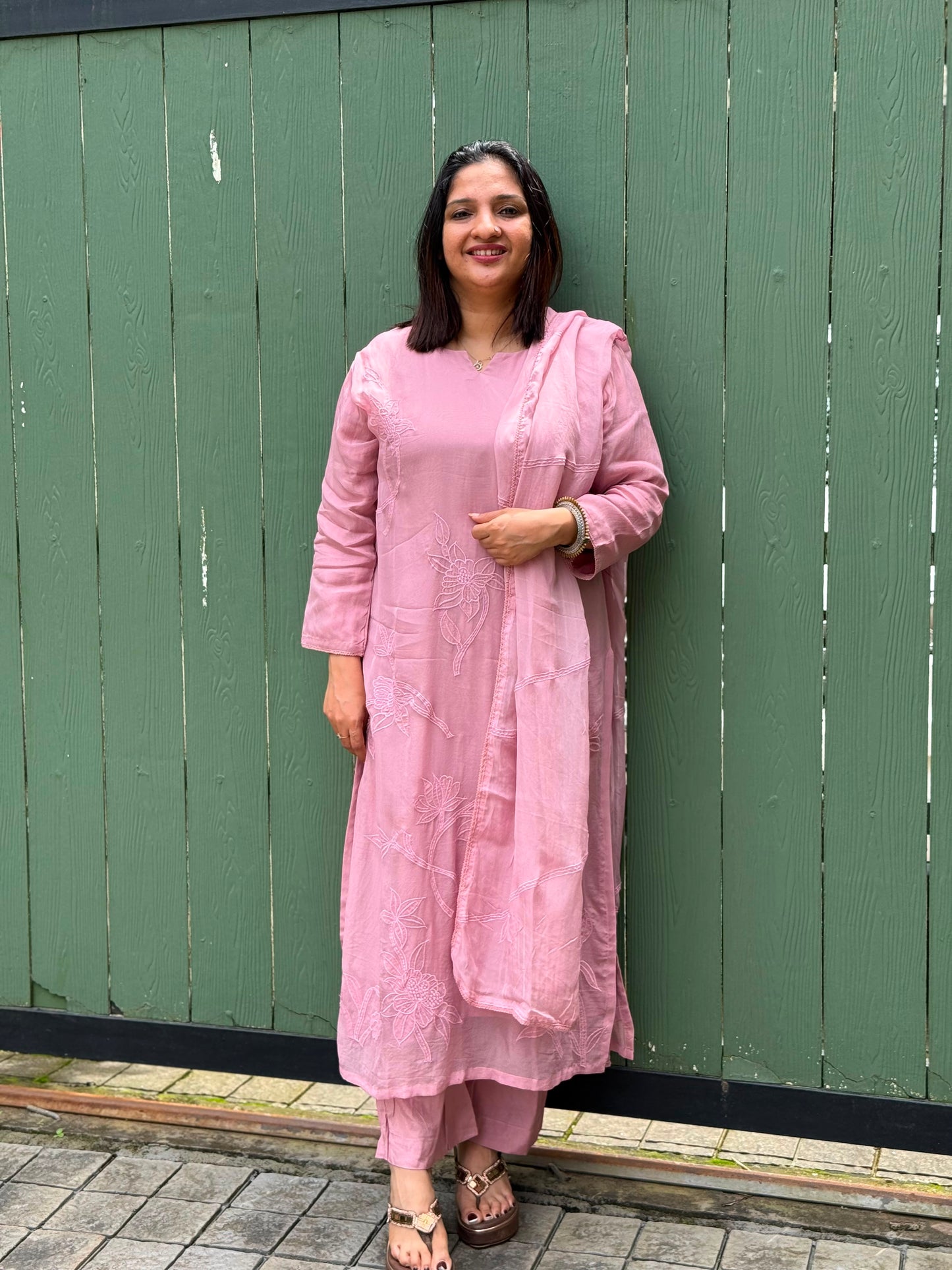 DUSTY PINK COLOUR VISCOS ORGANSA SALWAR SUIT - 30742