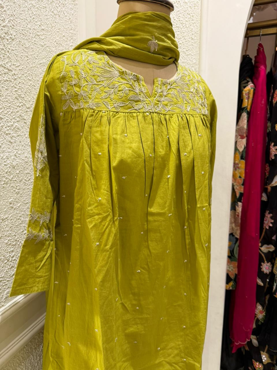 OLIVE GREEN FULL SALWAR SET - 30464