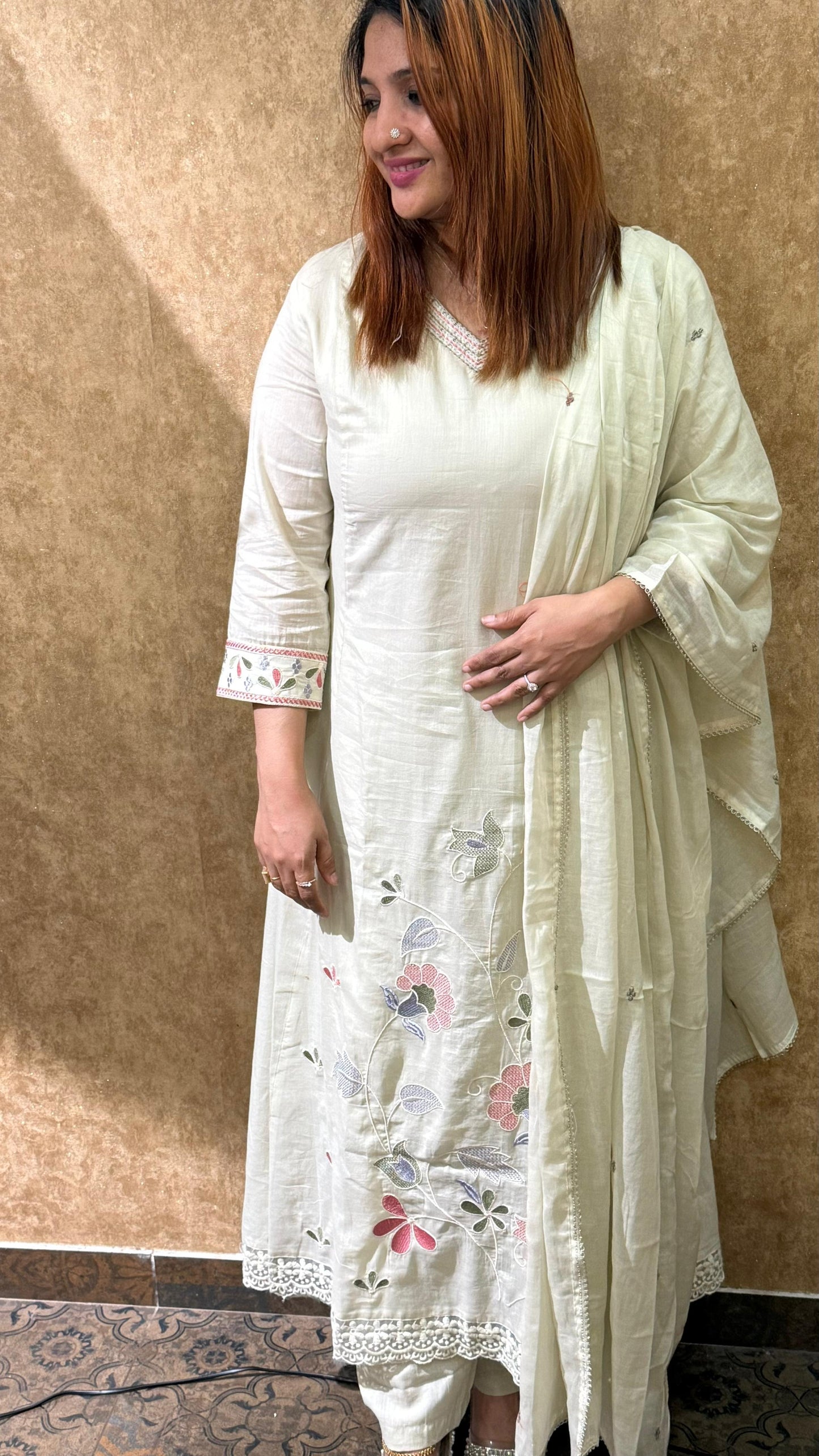 COTTON BEIGE FULL SALWAR SET - 30495