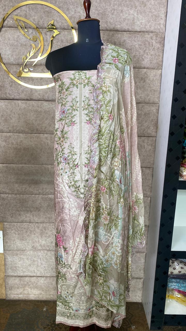 MUSLIN PASTEL PINK FULL SALWAR MATERIAL - 30502