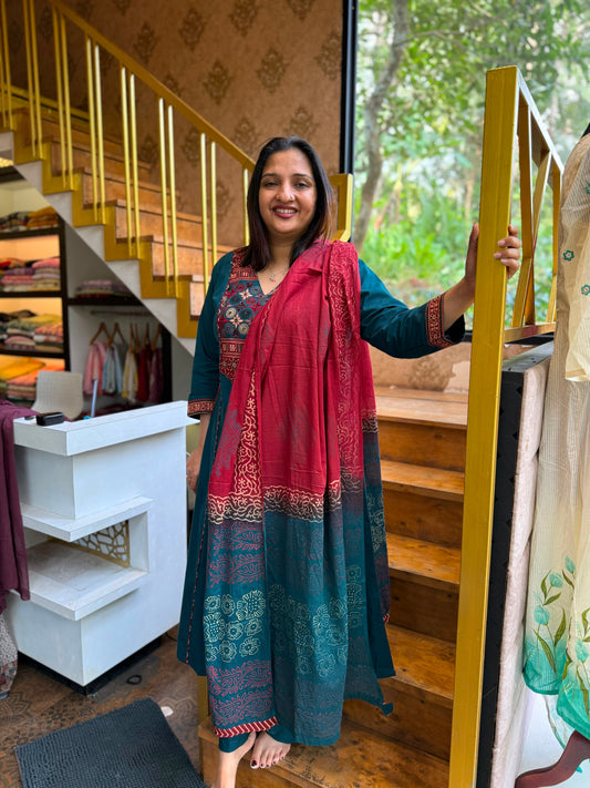 PEACOCK BLUE COTTON SALWAR SUITE- 30753