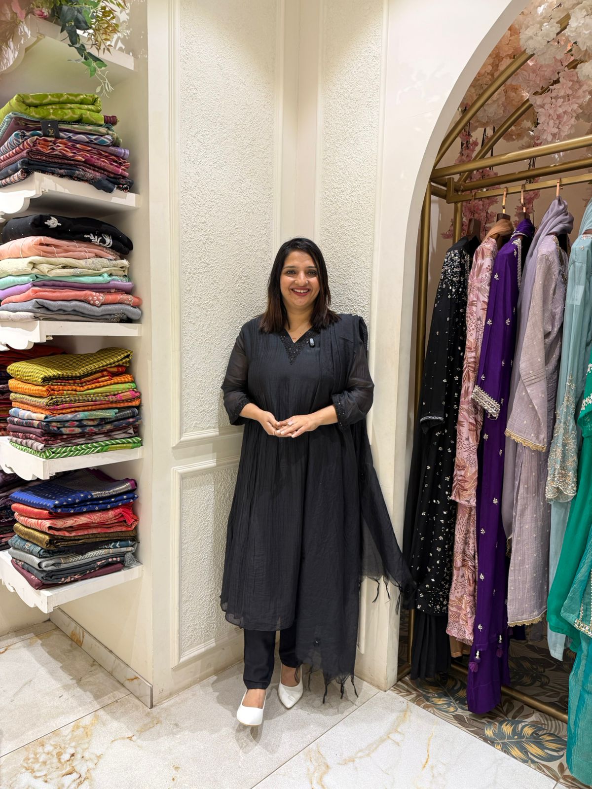 MUL CHANDERI BLACK SALWAR SUIT -52676