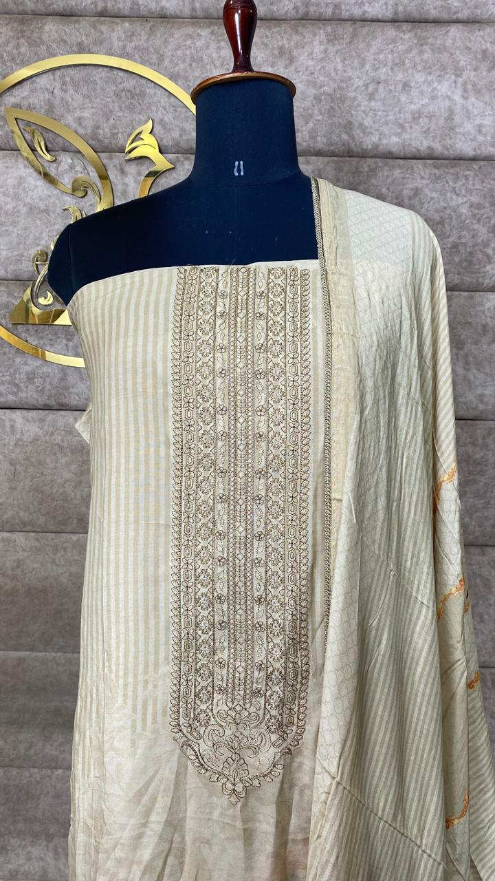MUSLIN BEIGE SALWAR MATERIAL - 30501
