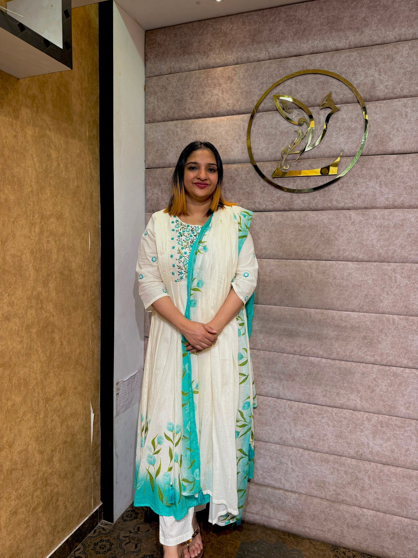 OFF WHITE FLAIRED FULL SET SALWAR - 30732