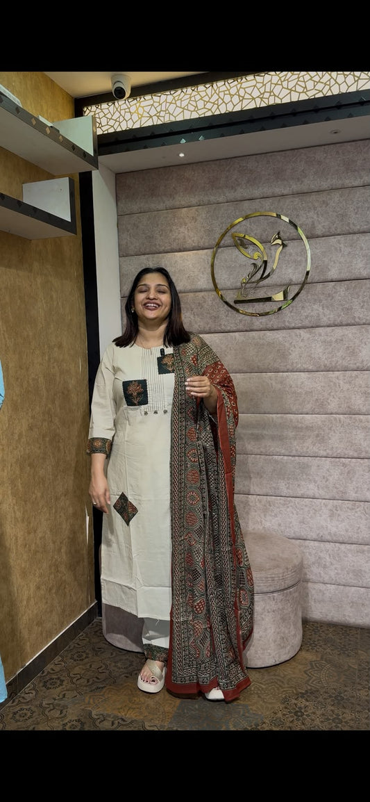 OFF WHITE SALWAR SUIT-30755