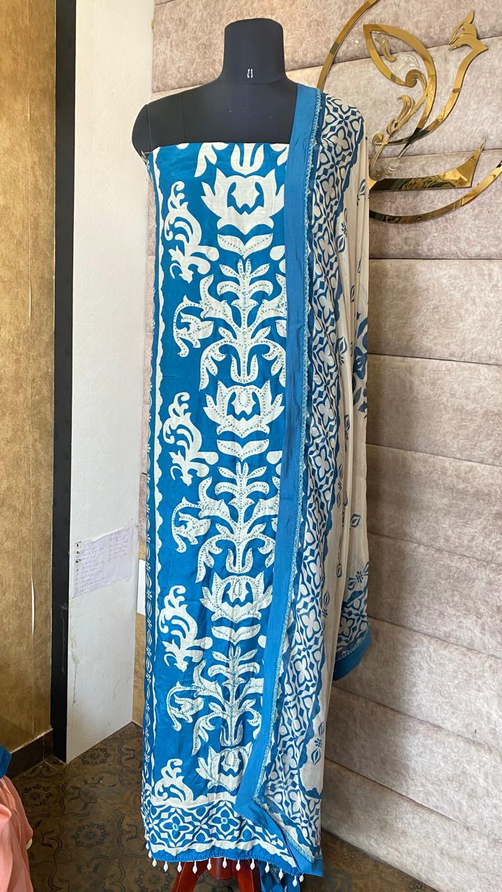 MUSLIN LIGHT BLUE SALWAR FULL SET-31503