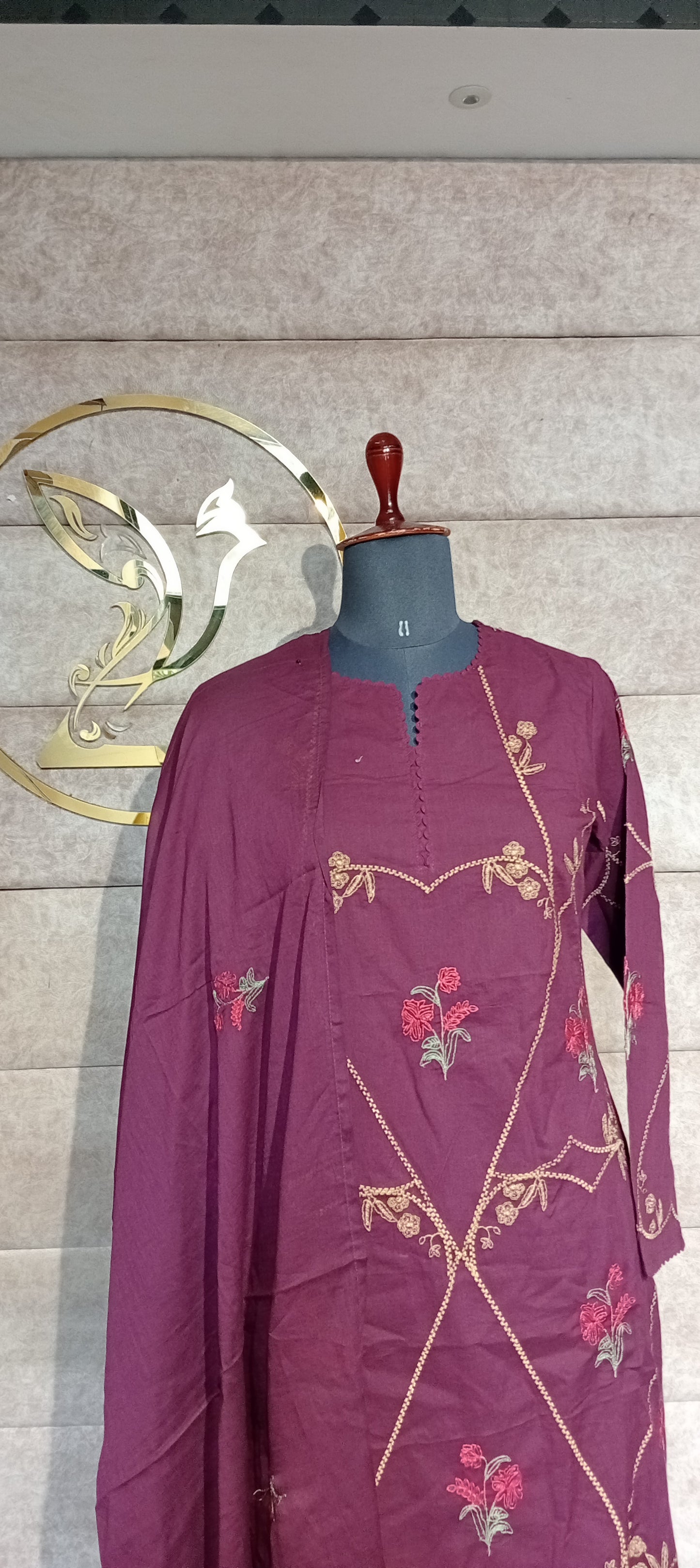 WINE PURPLE COTTON FULL SALWAR SET- 30538