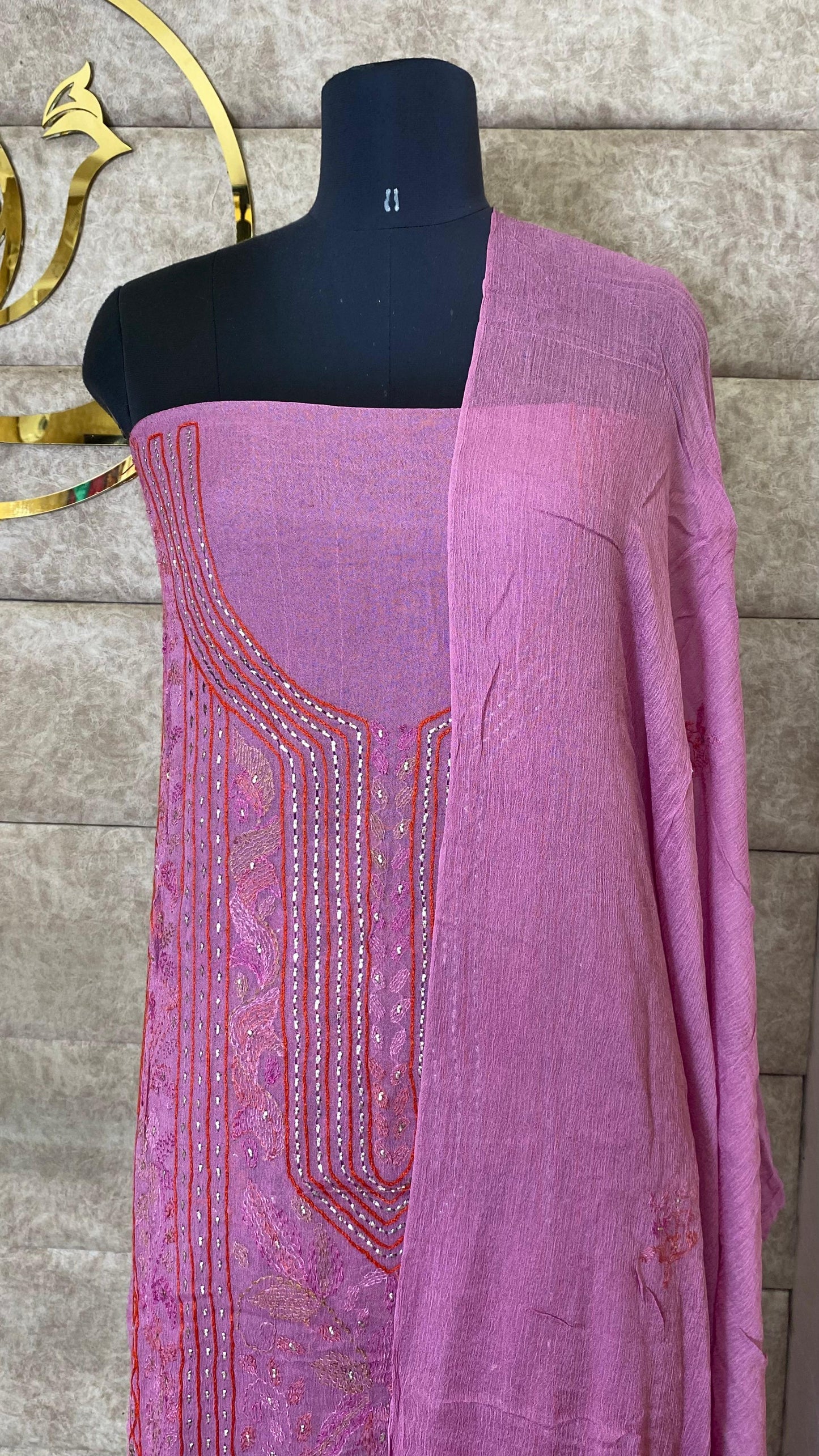 PASTEL PURPLE KARACHI SALWAR MATERIAL - 30620 (WITHOUT BOTTOM)