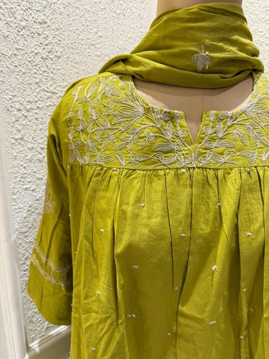 OLIVE GREEN FULL SALWAR SET - 30464