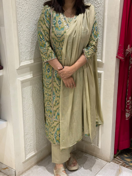 ELEGANT BEIGE TEAL PARENT SALWAR SET-52717